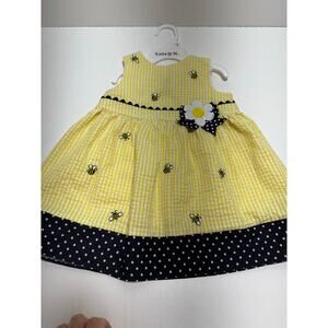 Rare Editions Bumble Bee Sun Dress Baby Girls 18 Months Seersucker Sleeveless